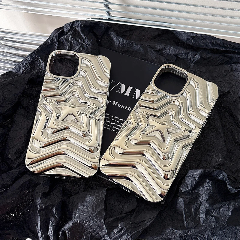 Silver Gradient Star Bling TPU Phone Case - Plating Silicone Back Cover