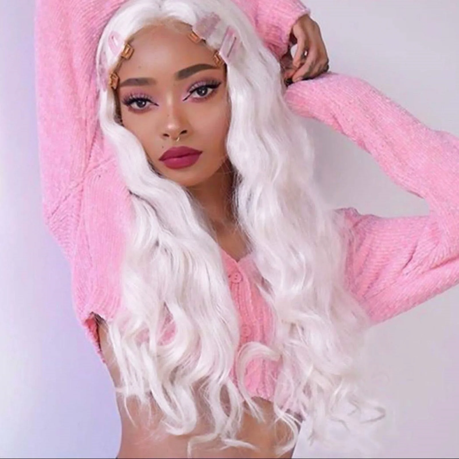 White Wig Natural Wavy Lace Synthetic Lace Front Wig Glueless Wigs Ready to Wear Long Glueless Wigs Women synthetic wig
