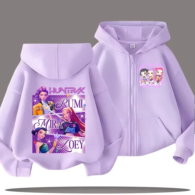 2026 Funny Zip Up Sweatshirts Kpop Demon Hunters Hoodie Children Clothes Kid Girl Boy Sweatshirt Zipper Hoody Baby Casual Top
