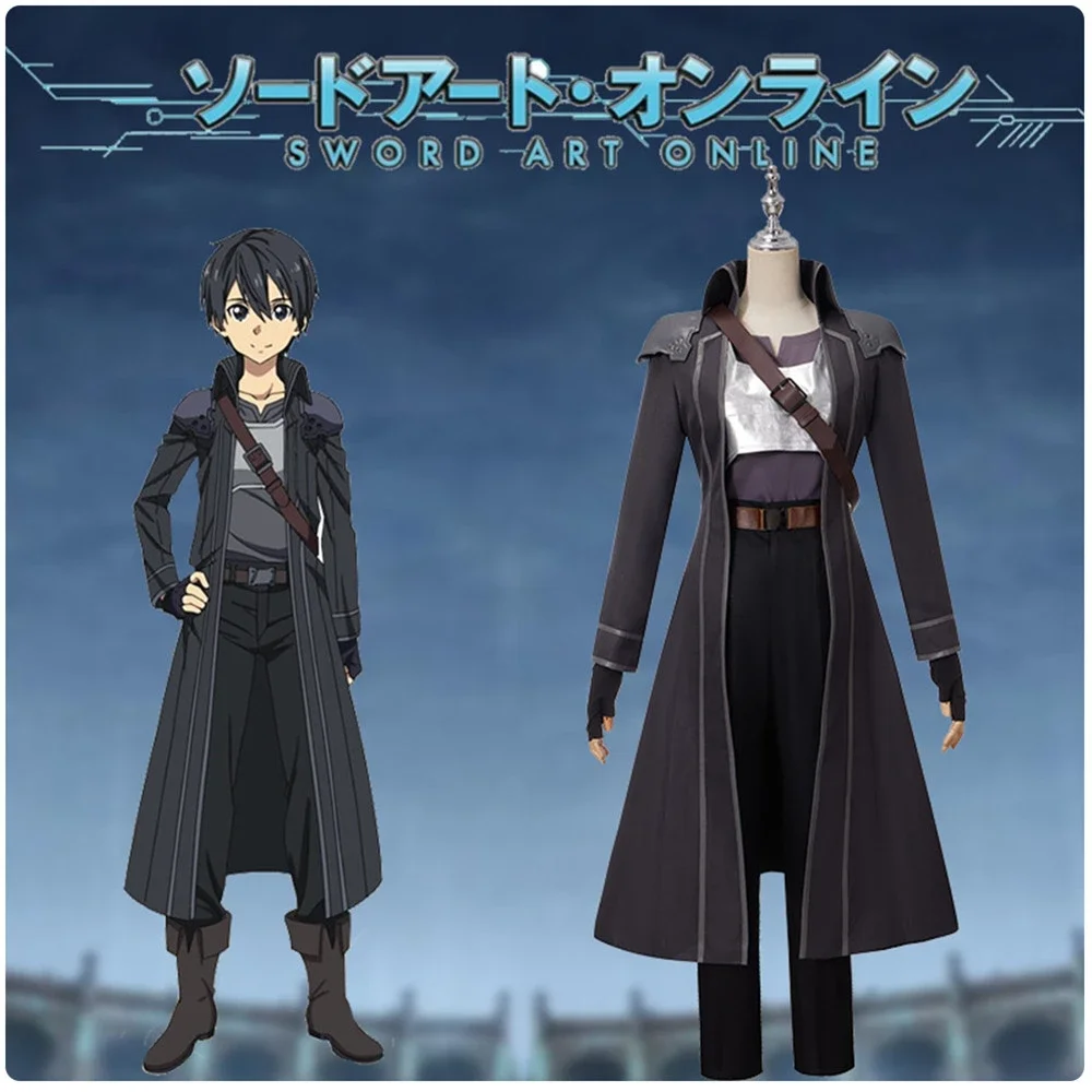 Spel Zwaard Kunst Online Sao Kirito Kirigaya Kazuto Gewaad Cosplay Kostuum Lange Overjas Trenchcoat Eugeo Cosplay Volwassen Full Set Mannen