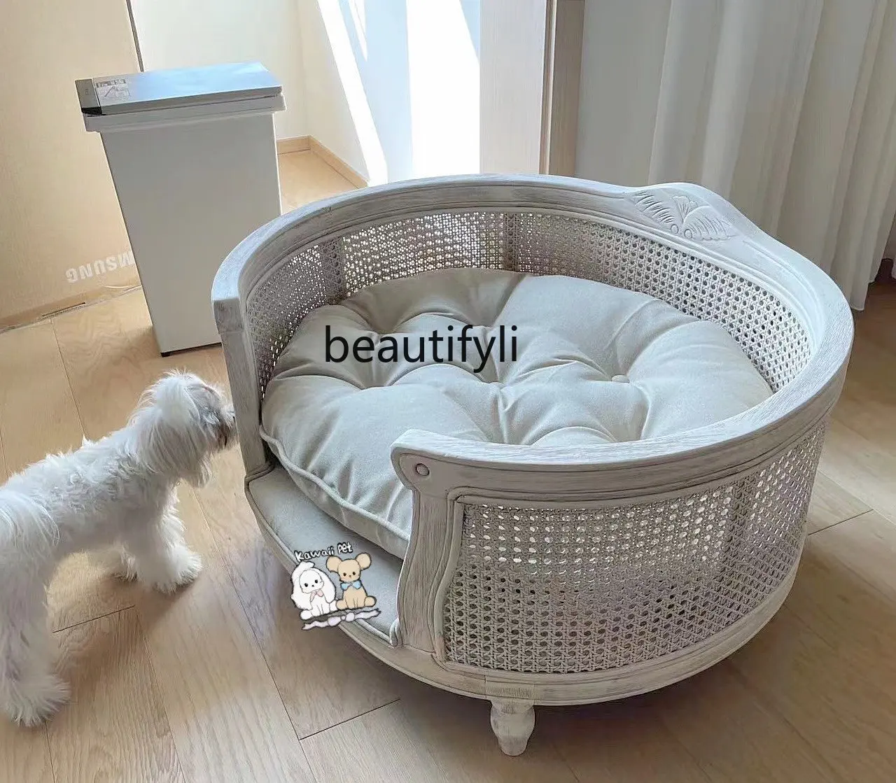 

French Retro Pet with Love at First Sight Small Bed York Teddy Bichon Doghouse Cathouse