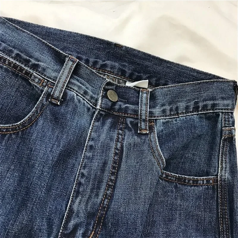 Jeans Women Vintage Blue High Waist Gradient American Fashion Streetwear Wide Leg Jean Female Denim Trouser Baggy Denim Pants