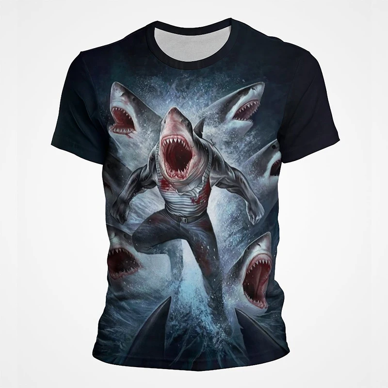 

Summer Whale Shark Graphic Men T Shirt 3D Rhincodon Typus Animal Printed Tee Shirts Kids Cool Short Sleeves Women Horror Clothes