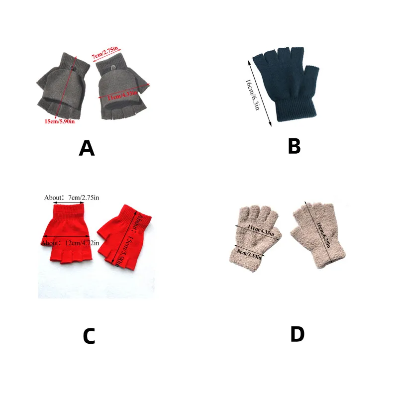 Knitting Woolen Without Fingers Mittens Solid Color Women Men Couple Gloves Handmade Thick Knitted Flip Cover Half Finger Gloves