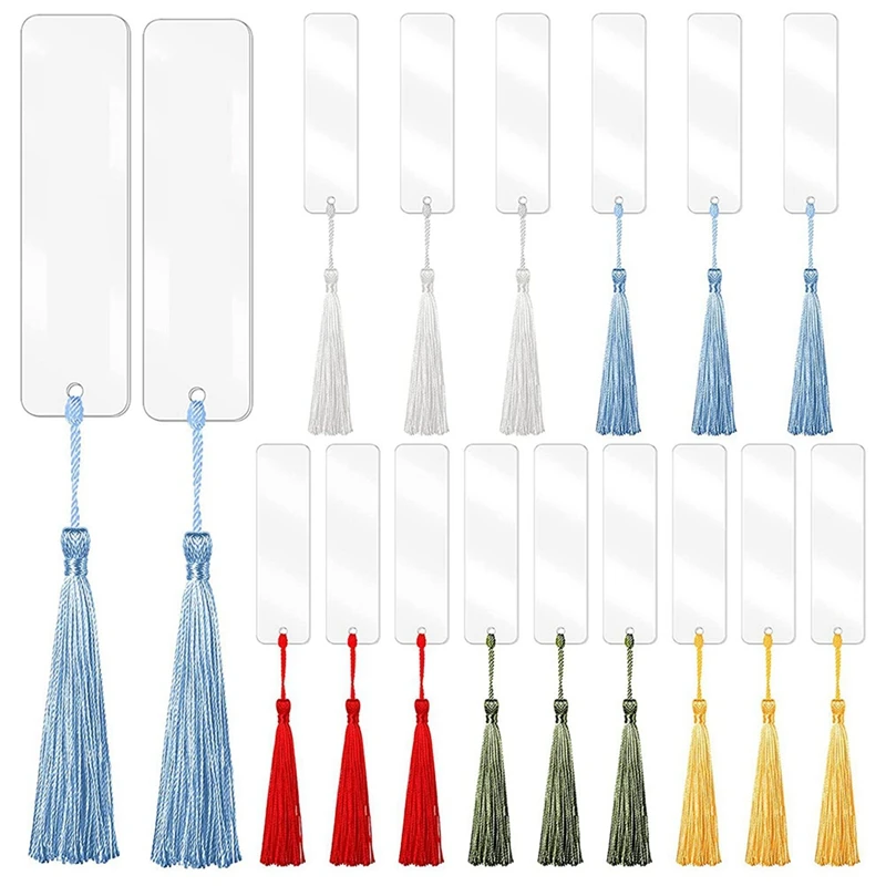 

180X Blank Acrylic Bookmark Acrylic DIY Bookmark Unfinished Acrylic Book Markers Ornaments And 180 Colorful Tassels