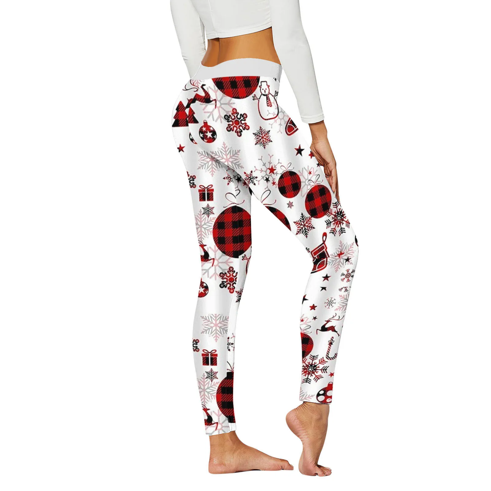 

Happy Christmas Long Pants Ladies Xmas Trousers Size Plus Women Cartoon Santa Print Leggings Pants High Waist Leggings Bottoms
