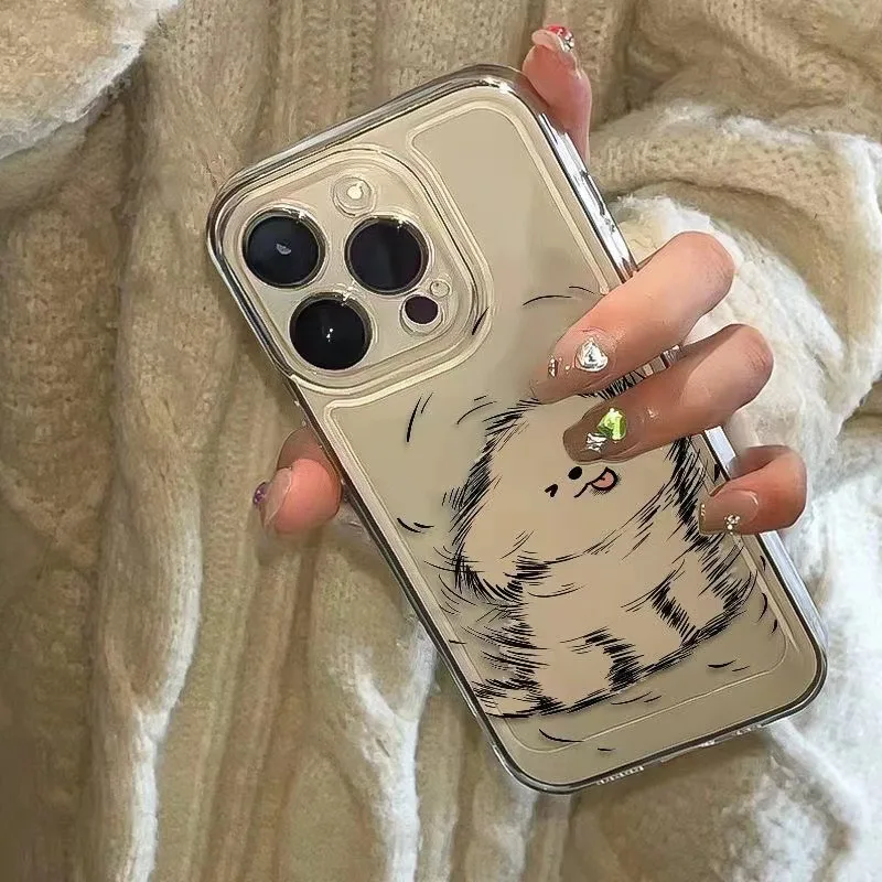 Phone Case For Lovers Couples Fit For Samsung Galaxy S10 S20 S21 S22 S23 S24 FE Plus Ultra Note 20 Clear Case Cute Cartoon Dog