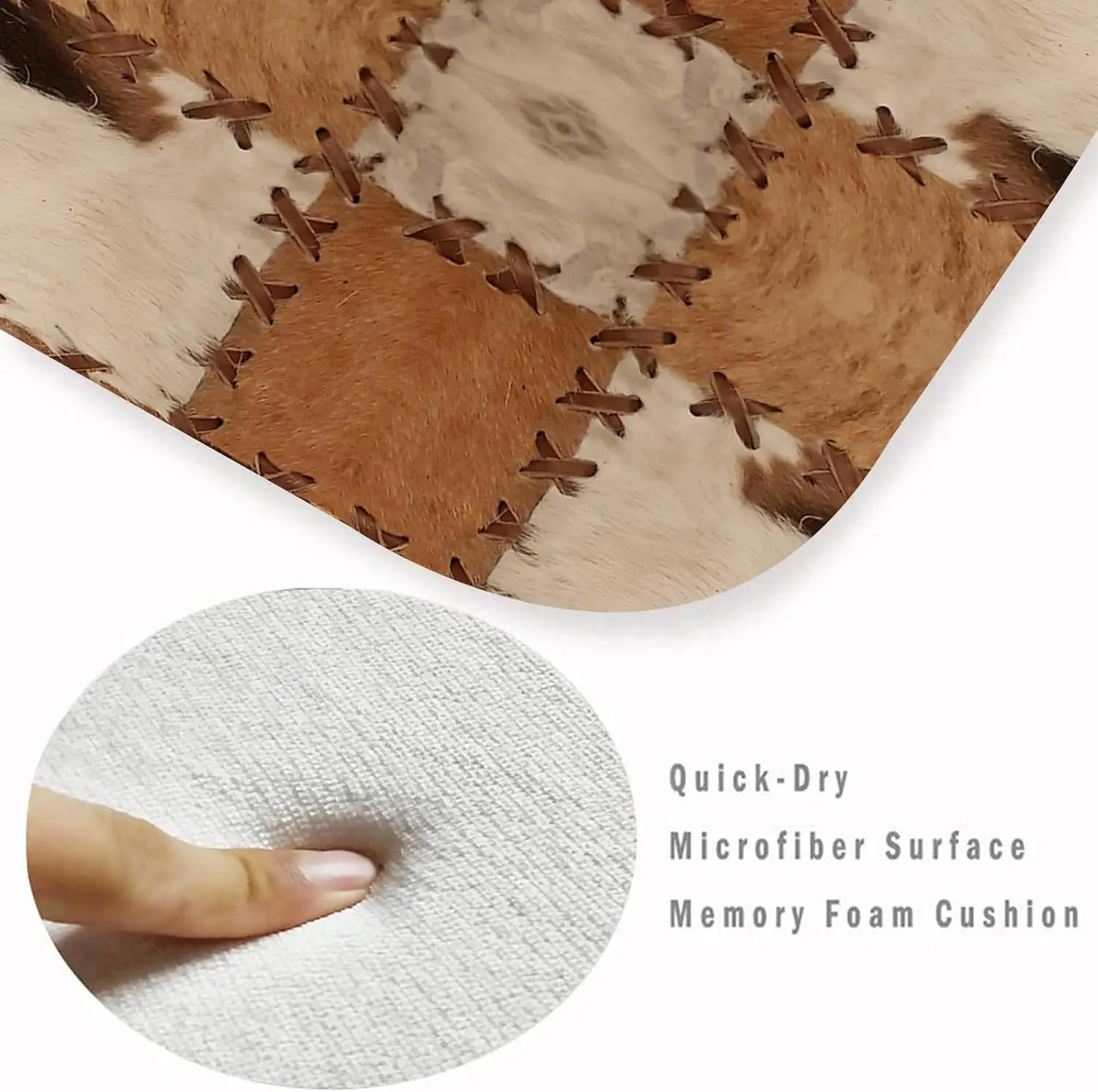 Western Patchwork Cow Fur Print Kitchen Mat Entrance Doormat Home Decor Bedroom Floor Mat Non-Slip Bath Foot Pad Home Decor 4