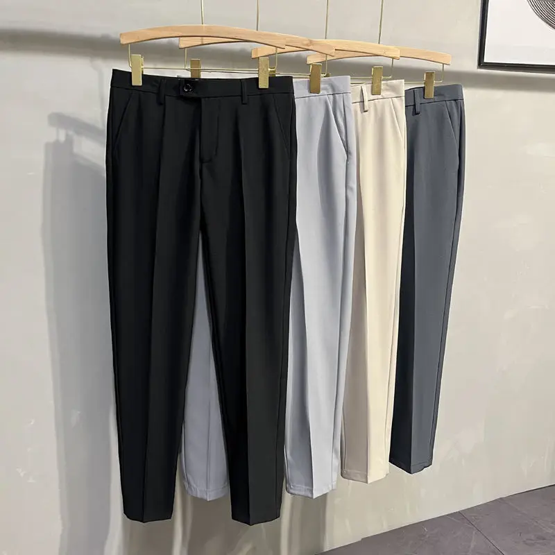 

Mens Pants 2023 Streetwear Fashions Classic Simple Casual Spring Korean Style Straight Pants Drape Office Suit Trousers H164