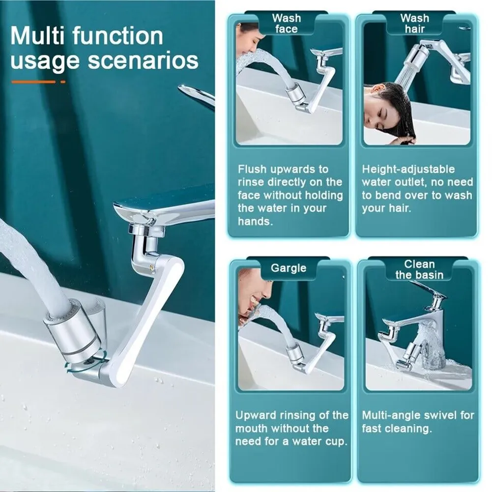 Heavy Metal Universal 1080&deg; Rotation Faucet Sprayer Head For Kitchen Washbasin Extension Faucet Bubbler Sink Tap Splash Nozzle