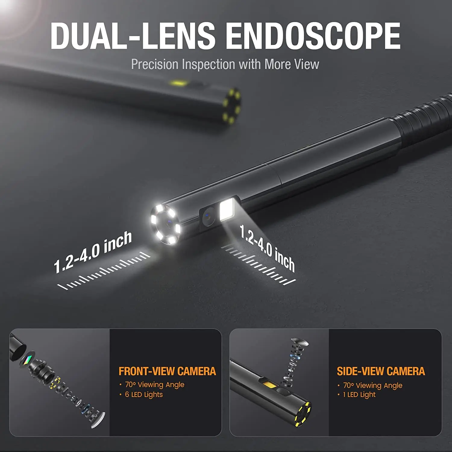 Teslong Endoscope Camera Snake Tube 3.9mm 5.5mm 7.6mm Cable 5.5mm 8mm Dual lens 12.5mm Auto focus Cable For NTS300 NTS500 4