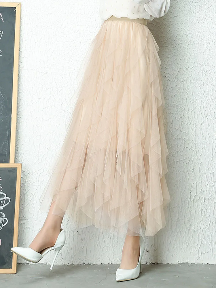 Saia De Tule Tutu Feminina, Saia Longa Maxi 2019 Primavera Verão Coreana  Preta Rosa De Cintura Alta, Saia Plissada Feminina - Saias - AliExpress