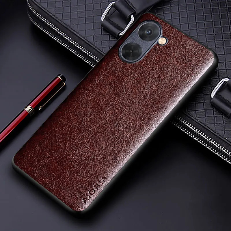 Luxury Leather Business Case - Solid Color Soft TPU & Hard PC Cover