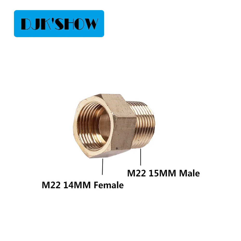

Brass High Pressure Washer Coupler M22 diameter 15mm Male to M22 14mm Female Thread Connector Internal Thread Hose Pipe Adapters