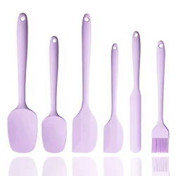 Premium 6-Piece Grey Silicone Spatula Set - Non-Stick, Heat Resistant (Purple)