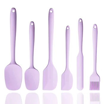 6Pcs Non-stick Silicone Spatula Set Heat Resistant Cream Spatula Scraper Spoon Brush With Stainless Steel Core Kitchen Utensils