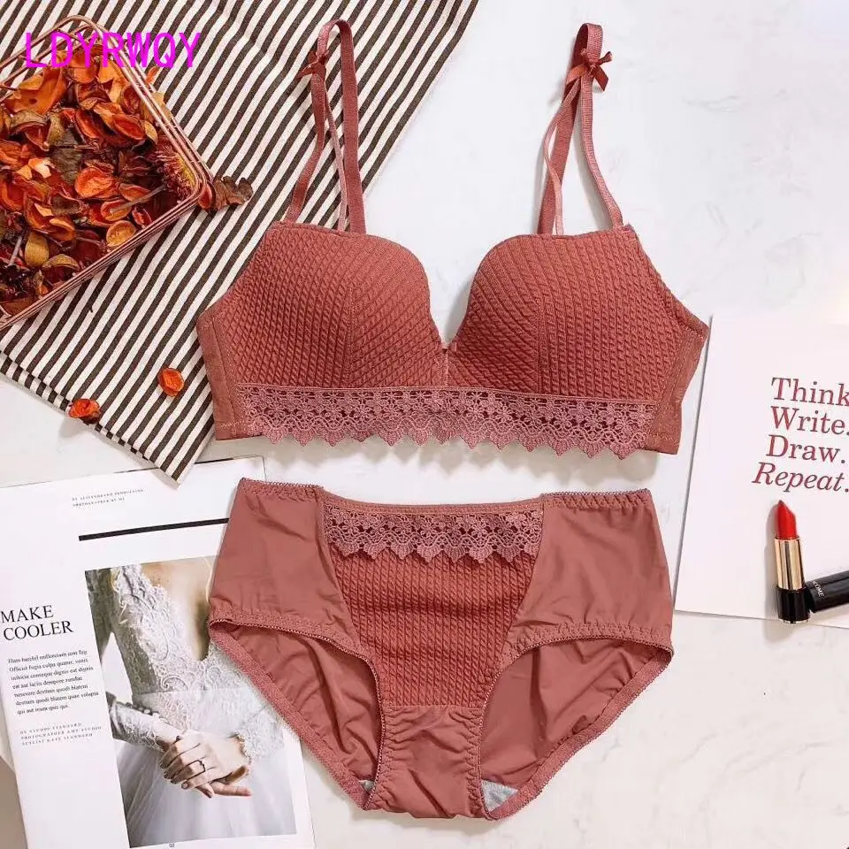 Small breasts, thickening and gathering bra, undergarments, women's lace,  women's bra, 2 pieces set - AliExpress