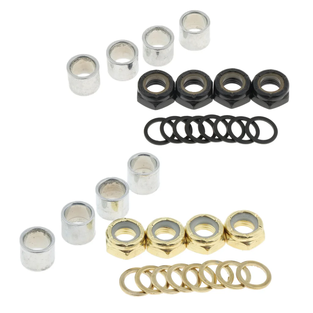 16Pcs Accessori Per Skateboard Standard Rondella Dell'Asse Cuscinetto Distanziatore Dadi Anelli Di Velocità Per Kit Di Ricostruzione Di Riparazione Lo
