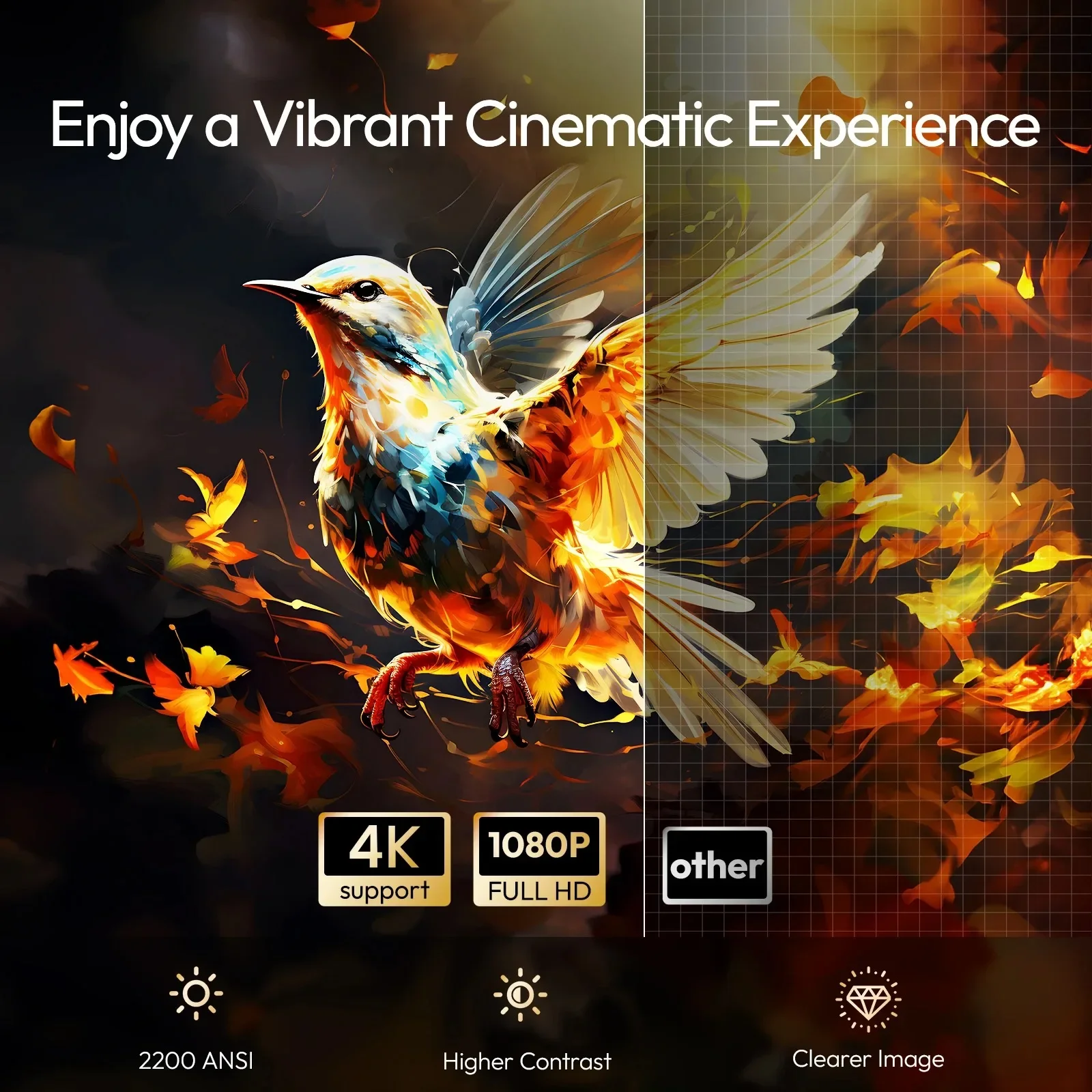 ApexTPBYINTEK R90 Max 풀 HD 1080P 프로젝터 4K DLP 2200 ANSI 루멘 안드로이드 TV 11.0 3D 4K 지원 스마트 홈시어터 프로젝터