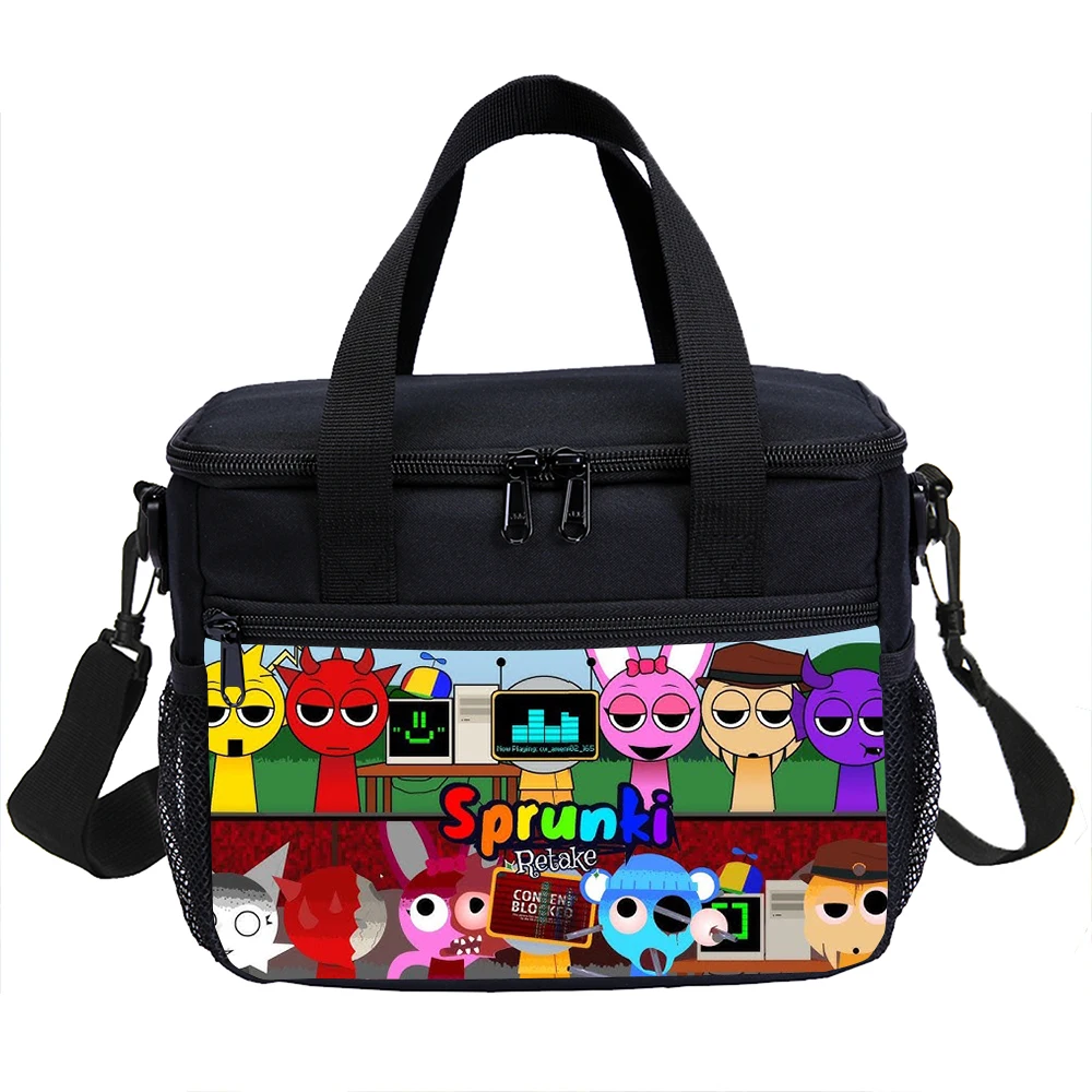 Lunch Bag Game Sprunki Capacity hand-held shoulder strap insulated bag student thickened waterproof lunch picnic