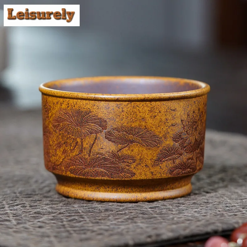 150ml Zisha Fish Play Lotus Leaf Wood-fired Porcelain Teacup Ancient Tea Bowl Jug Tea-tasting Fragrance Cup Jianzhan Master Cup