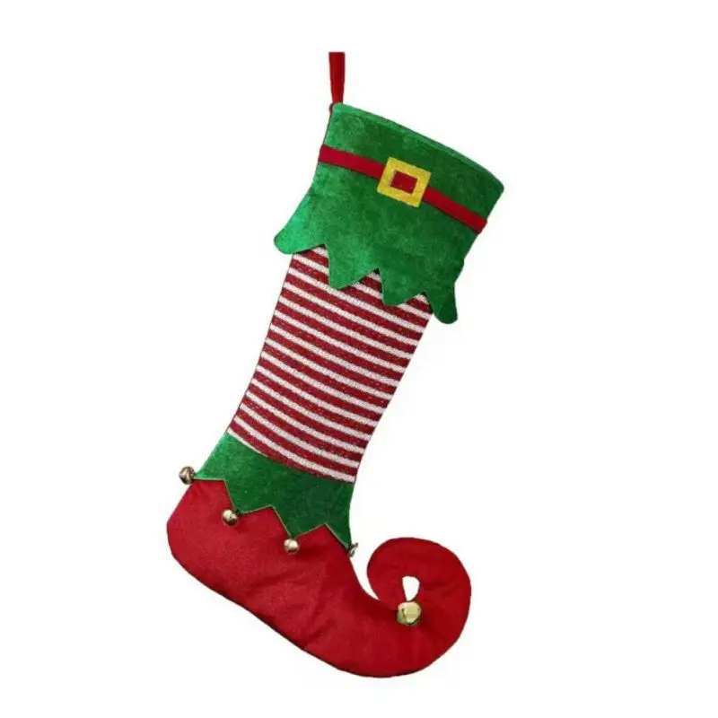 1PC Christmas Elf Socks Candy Bag Tree Decorations Home Xmas Ornaments Hanging Pendants Navidad Party