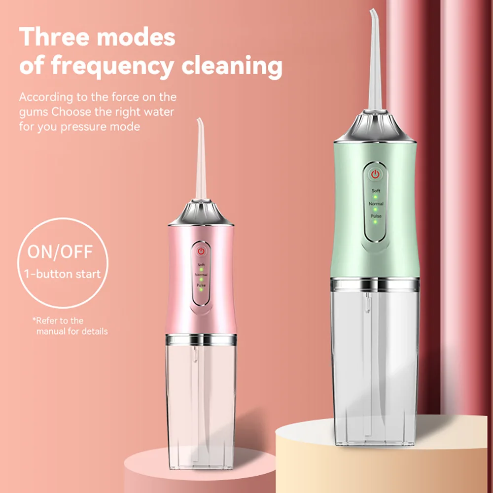 Oral Irrigator Portable Dental Water Flosser USB Rechargeable Water Jet Floss Tooth Pick 4 Jet Tip 220ml 3 Modes IPX7 1400rpm dental care oral irrigator tooth floss pick cordless water flosser