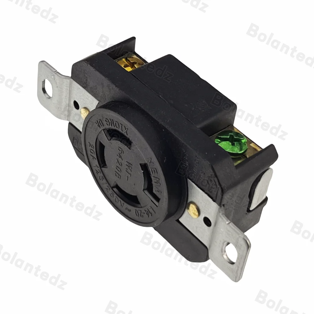 UL 20A 250V NEMA L14-20P L14-20R US Locked Receptacle Industry Plug Panel Socket America 4 Pole Wired Connector Plug Black