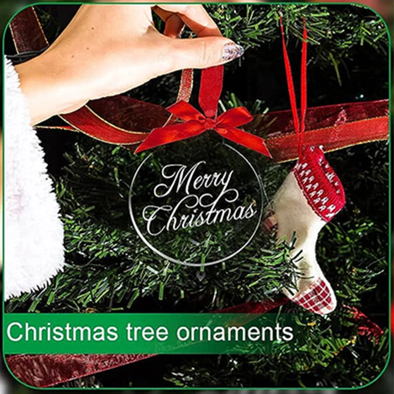 

10Pcs Christmas Tree Ornaments DIY Blank Transparent Hanging Pendant Unfinished Christmas Ball Decor Xmas New Year Navidad