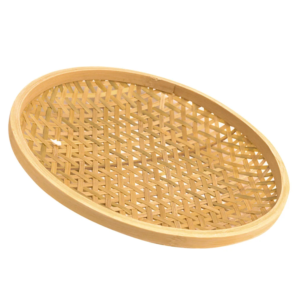 

Bamboo Woven Basket Snack Plate Storage (large Size) Christmas Baskets Fruit Tray Serving Tabletop Dessert Food