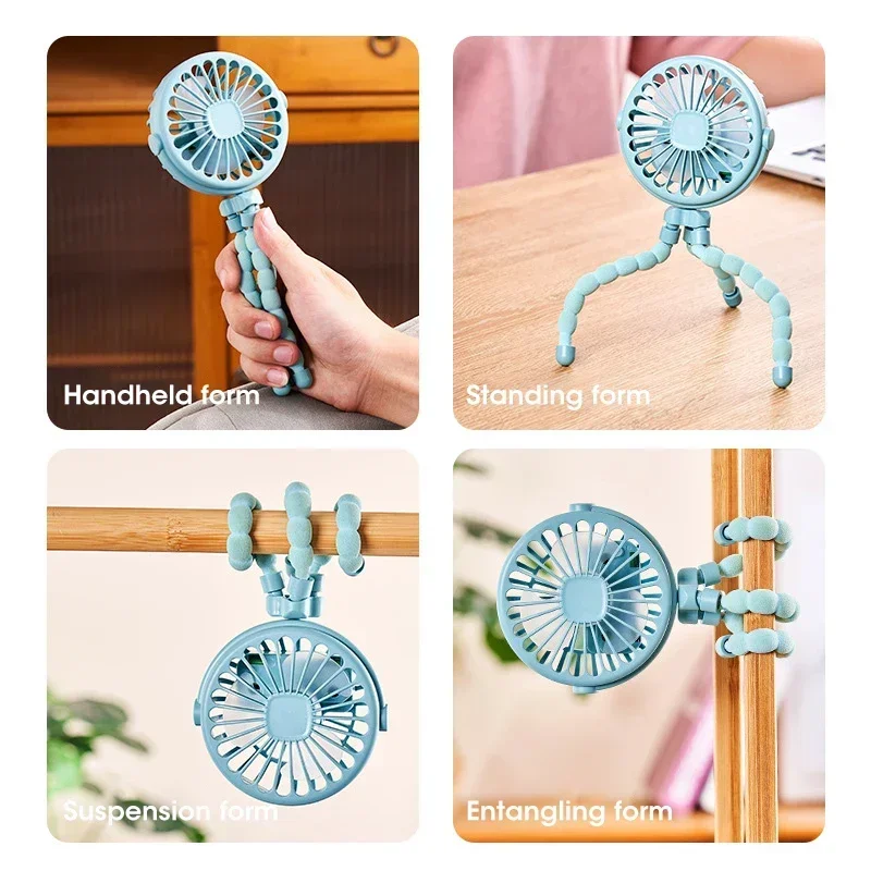 500mA USB Desktop Folding Fan,Outdoor Baby Stroller Handheld Fan Summer Mute Small Multifunctional Octopus Mini Fan Portable Fan