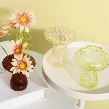 Colourful Mushroom Vase Creative Hydroponic Transparent Glass Aromatherapy Vase Living Room Dining Room Desktop Art Decoration 2