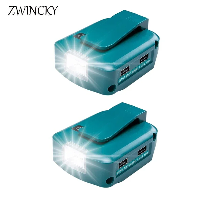 듀얼 USB 충전기 어댑터 컨버터 전원, 마키타 18V BL1815 BL1830 BL1840 배터리, LED 작업등 포함, ADP05, 1 개, 2 개