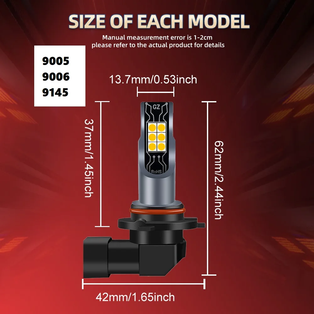 2x 무선 LED 안개등 3000K 노란색 램프 전구 VW SCIROCCO 3 Mk3 III (137, 138) 쿠페 2008 2009 2010 2011 2012 2013 2014용