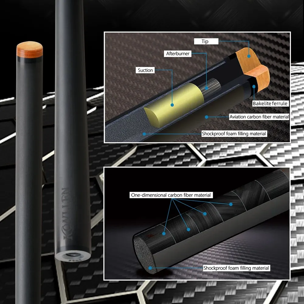 Konllen-カーボンファイバープールキュースティック,リアルインレイ