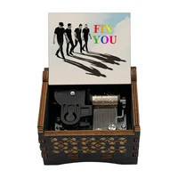 Metal Clockwork Type Black Wooden Music Box Gift Song Fix You Home Decoration Ornaments Office Holiday Gifts 2