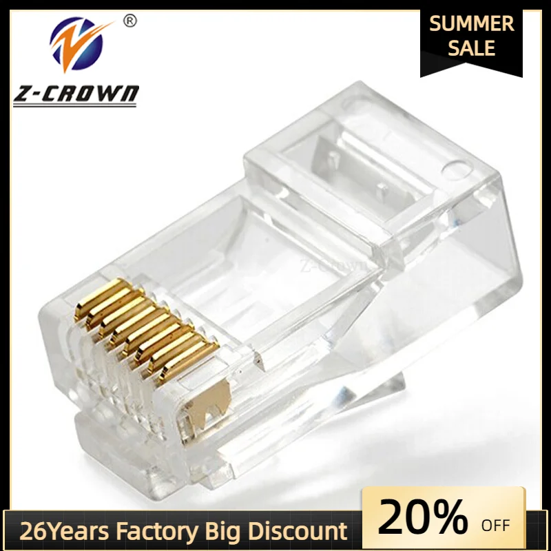 

Cat6 RJ45 8P8C Plug UTP Connector 3U gold plating 100pcs/lot