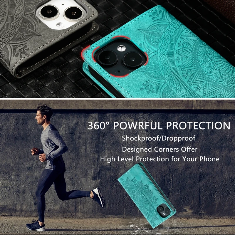 Magnetic Mandala Leather Phone Case with Enhanced Protection
