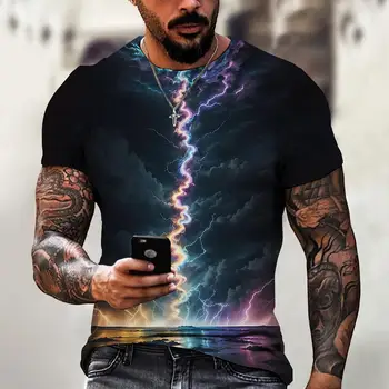 T-shirt alla moda per uomo Linea 3D Stampata Abbigliamento da uomo Street Designer Manica corta Top oversize T-shirt Abbigliamento sportivo casual quotidiano