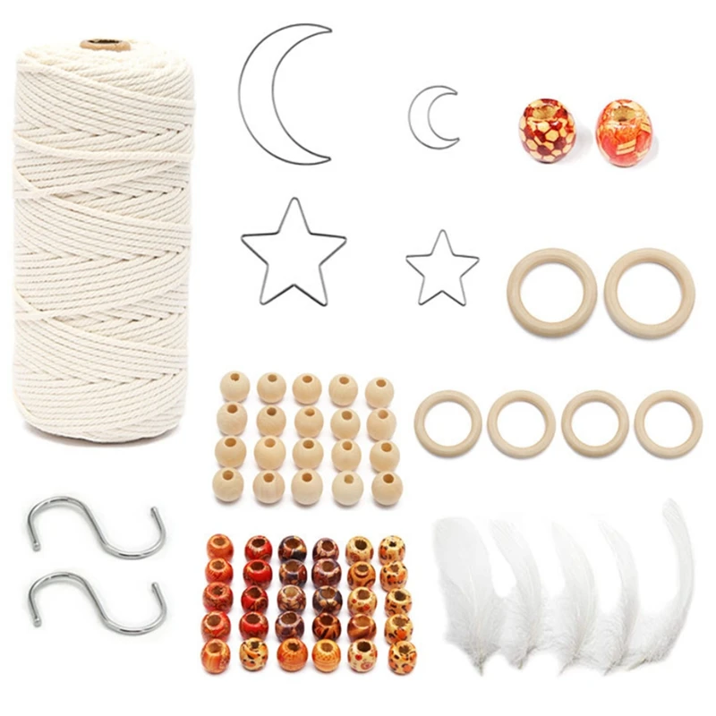 Hot Yo-Macrame Kit Per Dream Catcher Kit Per Adulti Craft,Macrame Dream Catcher Metal Circle,Moon,Star,Macrame Wall Hanging Kit