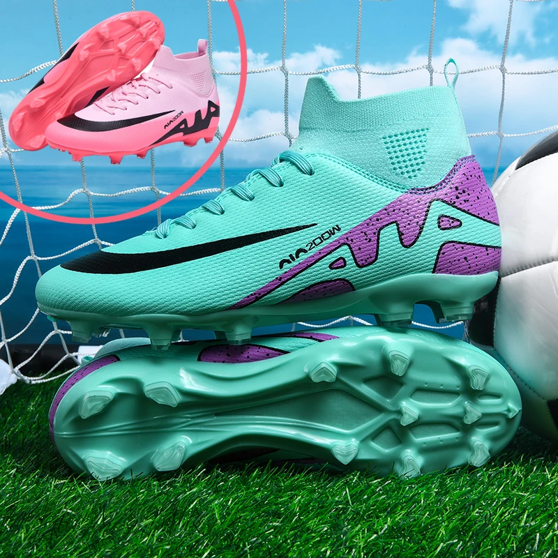 Professional Men's Futsal Sneakers Original Brand Pink Football Boot Unisex Indoor Turf Soccer Shoes Trainers Men Botas Futbol