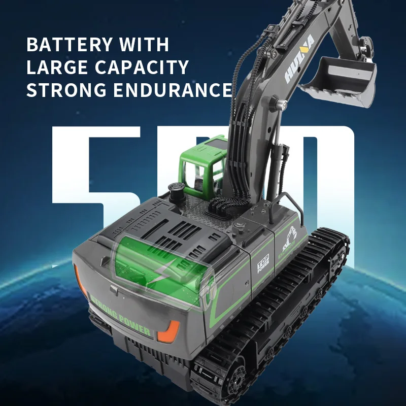 HUINA RC Excavator 1/18 11CH Rechargeable Remote Control Car 1558 Rotating Model Outdoor Toys with Light Kids Gifts TH20314 3