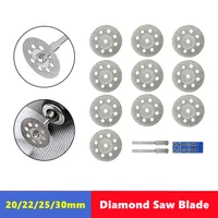 12pcs Diamond Saw Blade 20mm 22mm 25mm 30mm With Mandrel for Dremel Rotary Tools Mini Diamond Cutting Disc