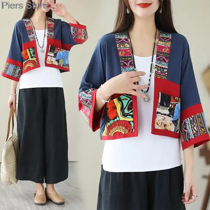 

Lady Retro Chinese Style Hanfu Tops Traditional Elegant Women Blouse Fashion Oriental Clothing Cotton Linen Print Zen Tea Shirts