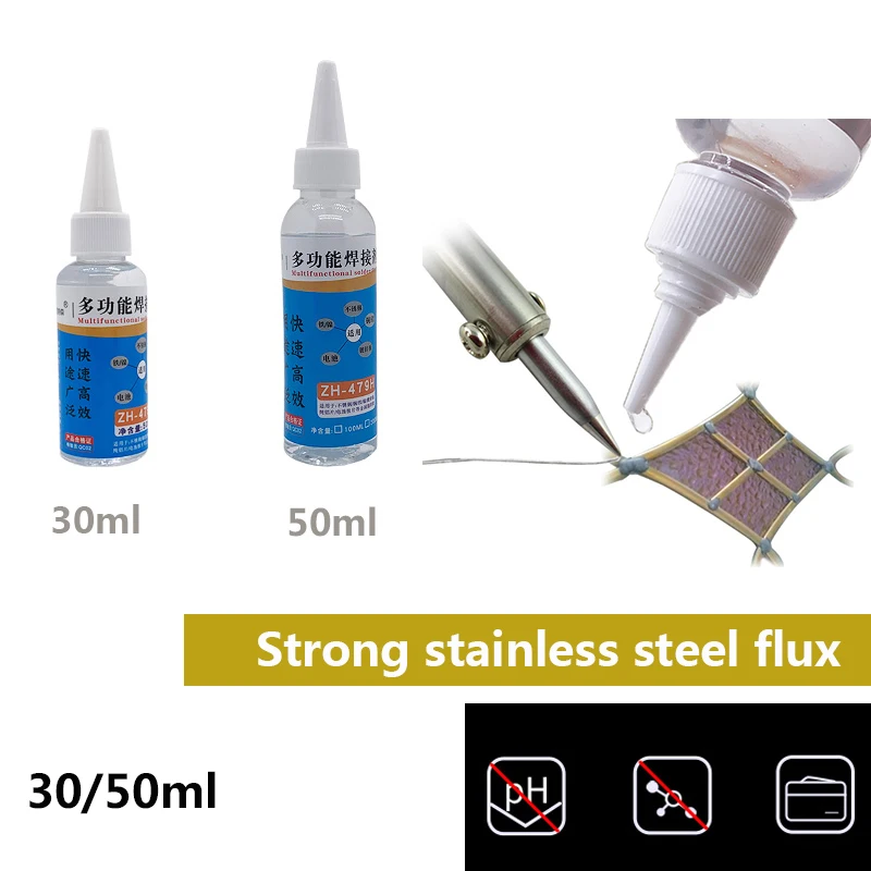 30/50ml Powerful Rosin Soldering Agent No clean Flux Stainless Steel Plate Iron 18650 Battery