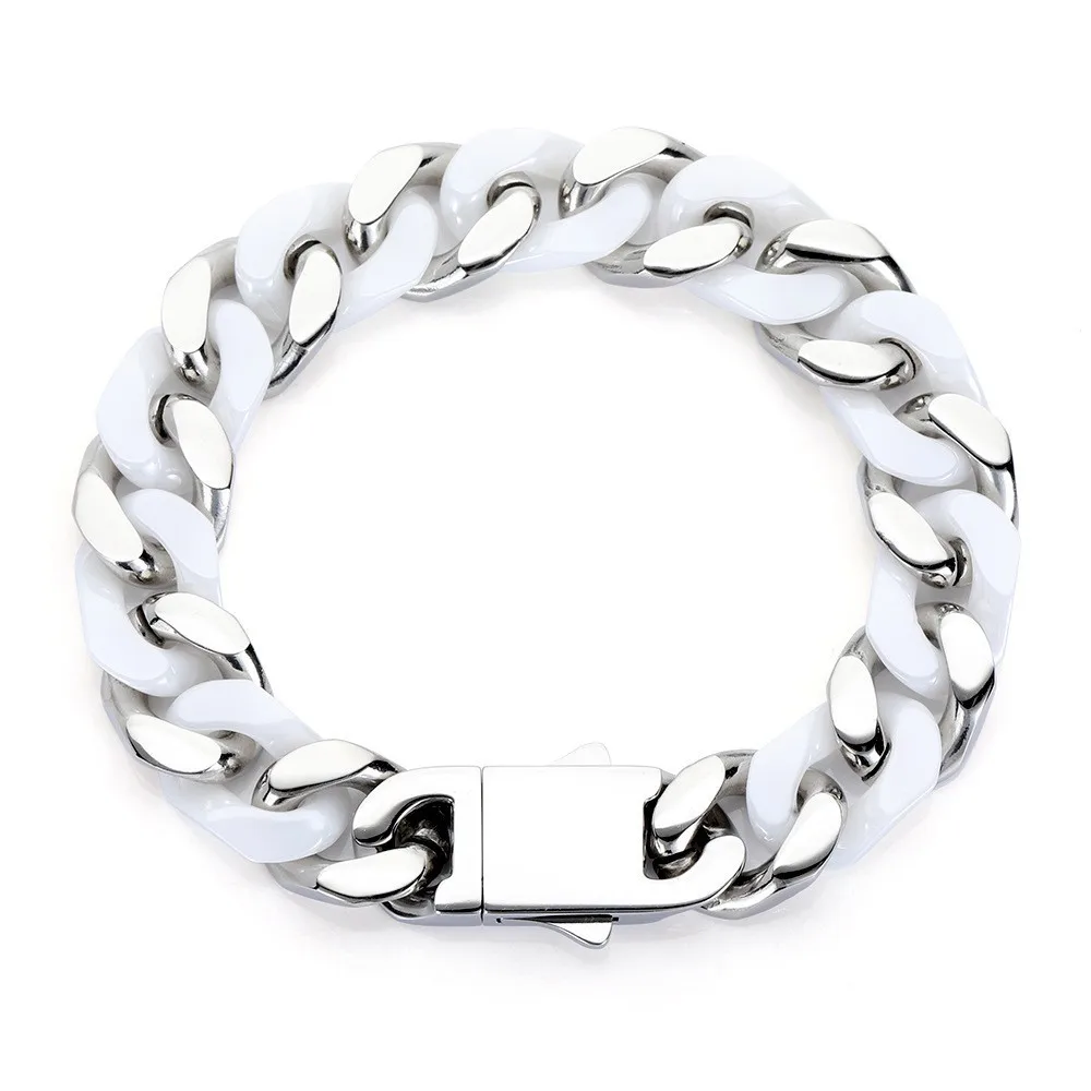

Fashion Titanium Steel Baking Paint Patchwork Color Cuba Bracelet Men's and Women's Ins Ornaments Niche Hip Hop Bracelet Jewelry
