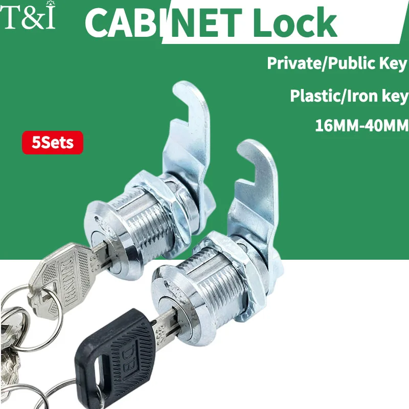 File Cabinet Lock 5 SETS Iron Sheet Locker Cylinder Employee Cabinet Storage Mailbox Universal Tongue Lock With 2 Keys,cabinet door lock,door lock buckle,drawer lock