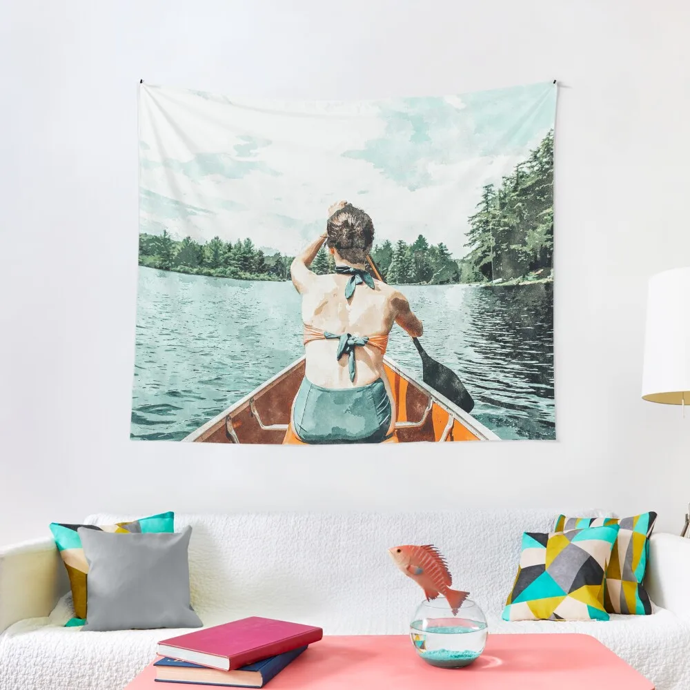 

Row Your Own Boat | Woman Empowerment Confidence Painting | Positive Growth Mindset Boho Adventure Tapestry Decor For Room