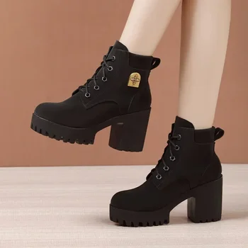 أحذية منصة ذات قاع سميك من الجلد الطبيعي للشتاء 7