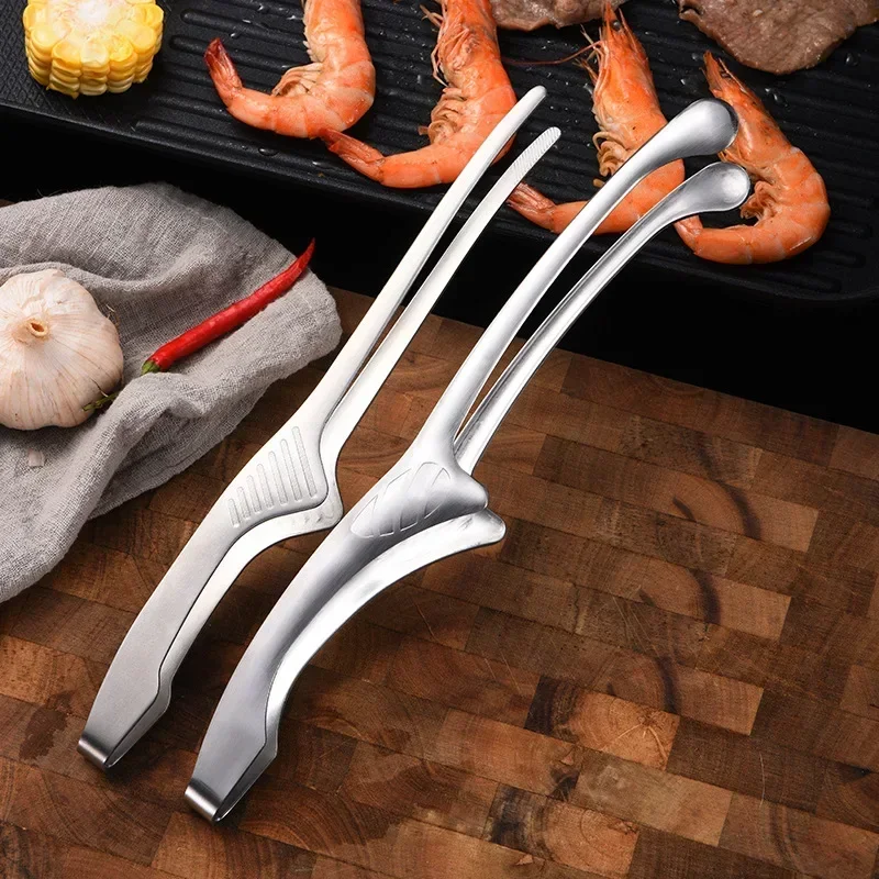 1/2PCS-Kitchen Tongs Stainless Steel Barbecue Tongs Clip BBQ Grill Meat Tongs Cooking Tweezers for Food Utensils Kitchen Tools